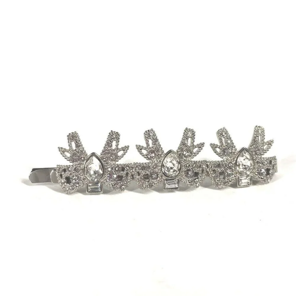 Auth MIUMIU 5JF031 ribbon rhinestone ribbon hair accessories barrettes hairpin